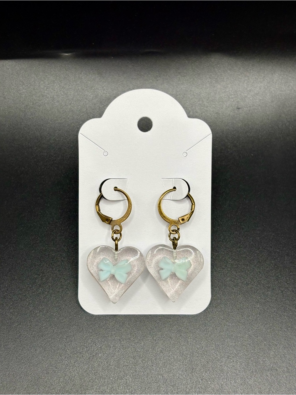 Heart Earrings with Bow Accents